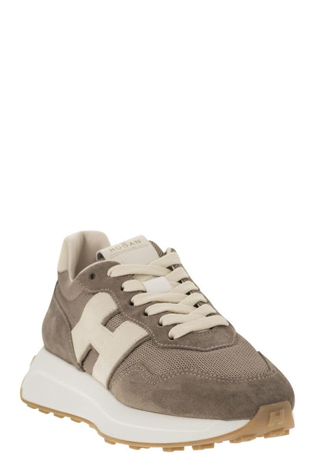 HOGAN Retro-Inspired Leather and Canvas Women's Trainers - 5 cm Height