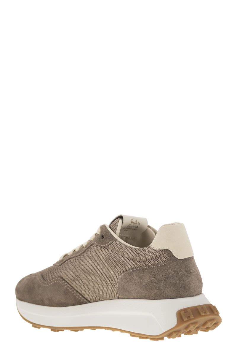 HOGAN Retro-Inspired Leather and Canvas Women's Trainers - 5 cm Height