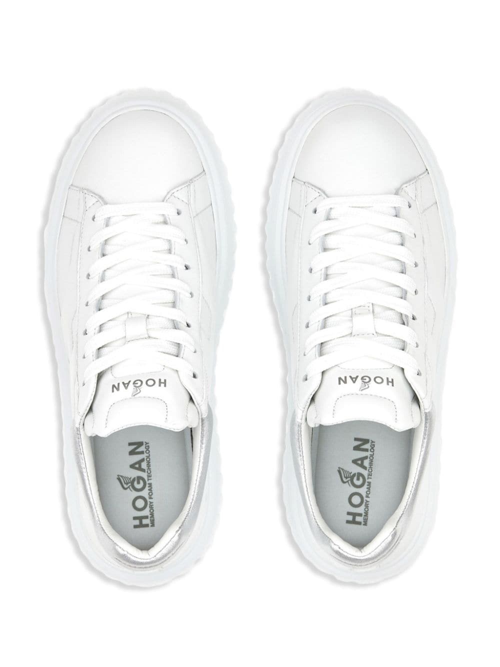 HOGAN Chic Striped Leather Sneakers with Metallic Accents