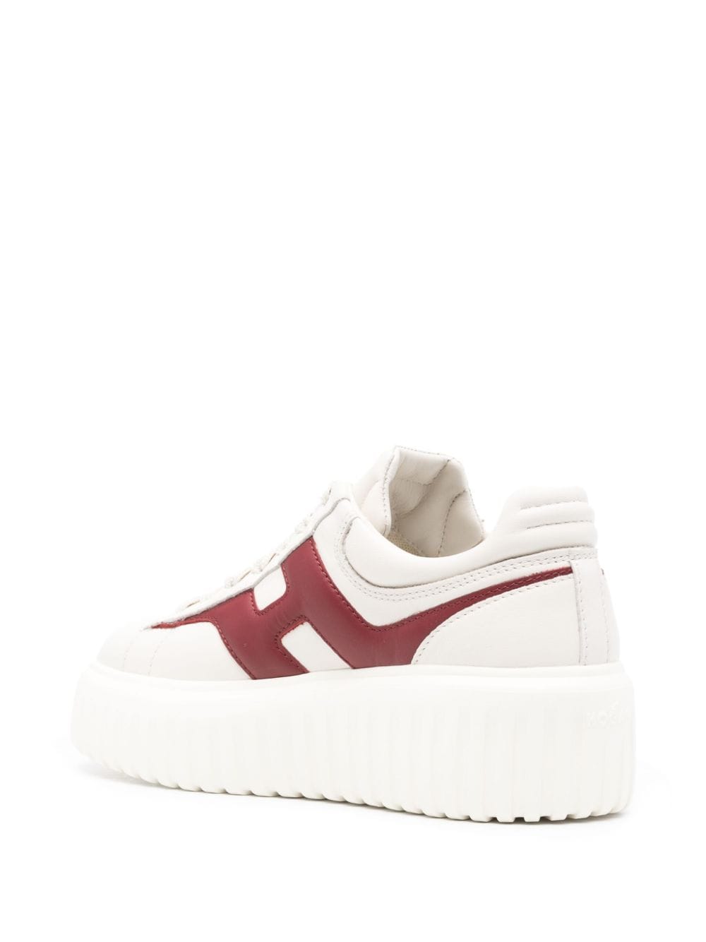 HOGAN Autumn Striped Leather Sneakers in Beige and Bordeaux