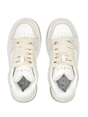 HOGAN Chic White & Beige Leather Sneakers