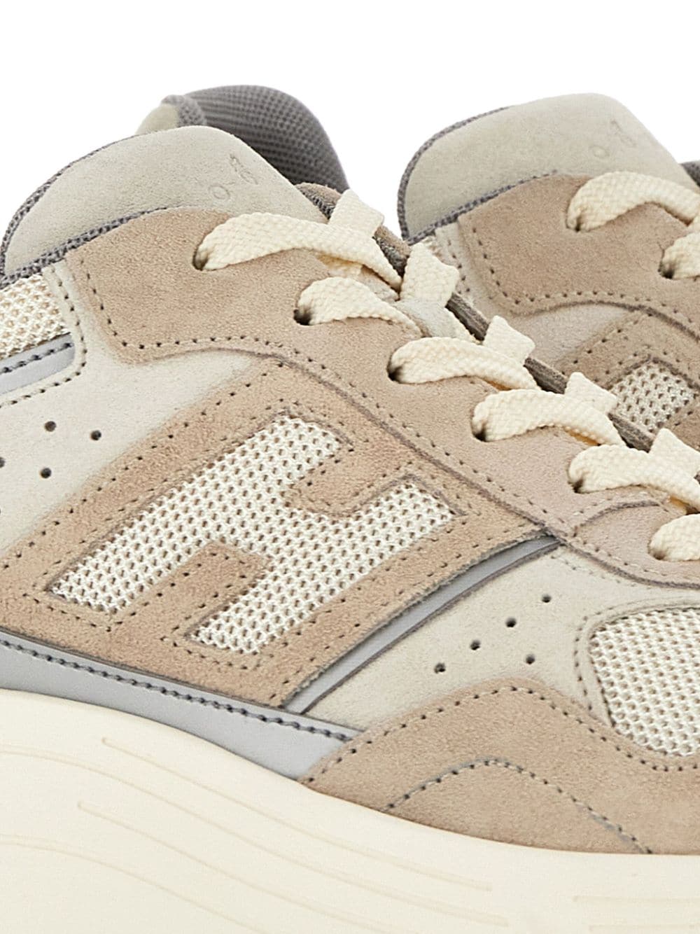 HOGAN Chic Beige and Grey Leather Sneakers