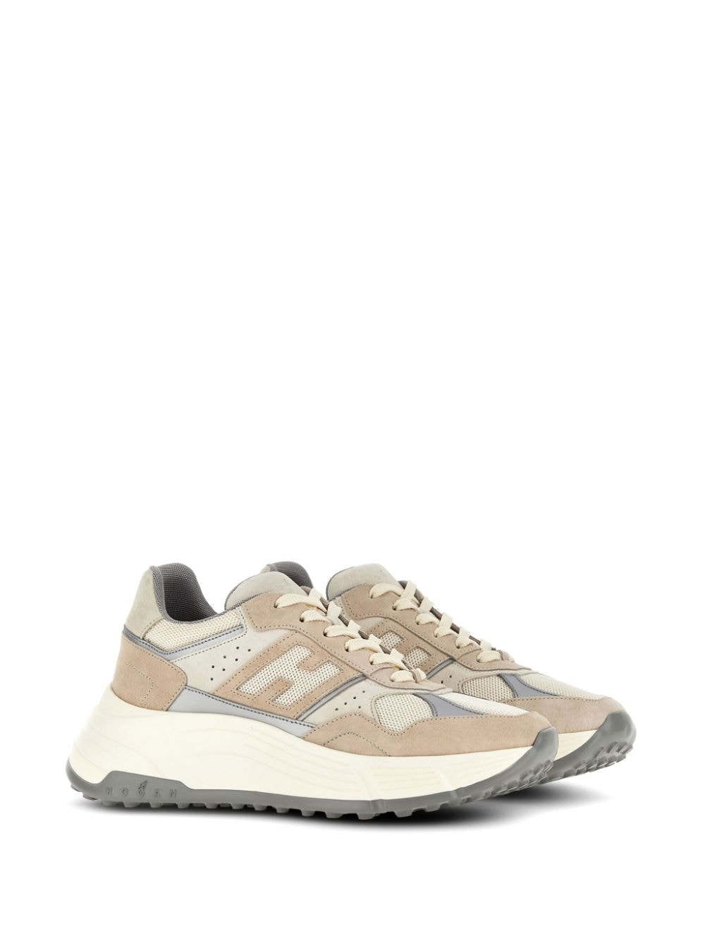 HOGAN Chic Beige and Grey Leather Sneakers