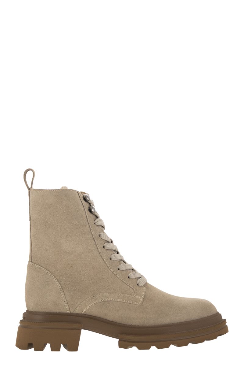 HOGAN Chic Suede Lace-Up Ankle Boot with Extralight Sole - 5.5 cm Height