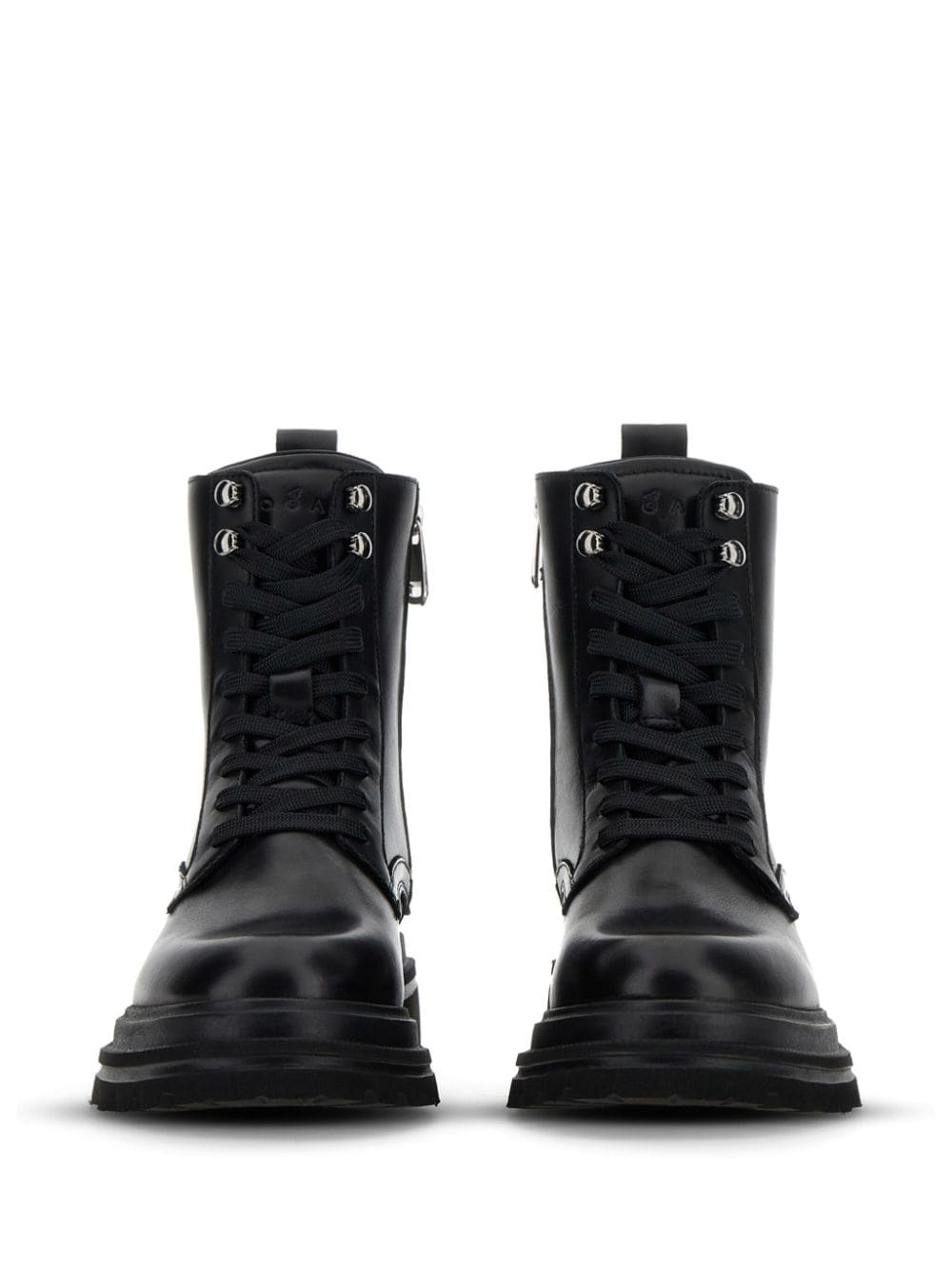 HOGAN Chic Black Leather Lace-Up Ankle Boots