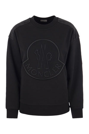 MONCLER Black Embroidered Logo Hoodie for Women - FW23