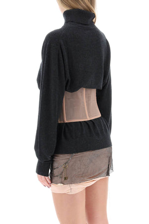 DILARA FINDIKOGLU Cinch-Waist Wool and Cashmere Sweater with Corset Detail - Relaxed Fit