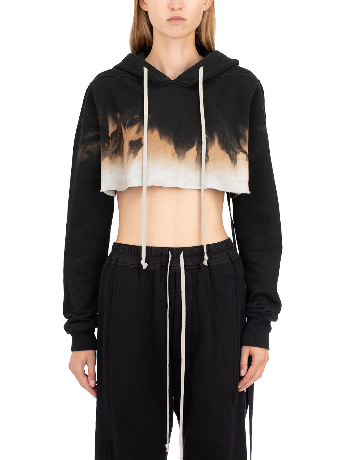 DRKSHDW Cropped Hoodie with Drawstring and Print - Women's Mini Style