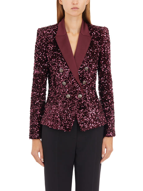 ELISABETTA FRANCHI Embroidered Jacket with Paillettes - 62 cm Length