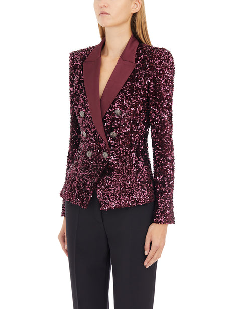 ELISABETTA FRANCHI Embroidered Jacket with Paillettes - 62 cm Length