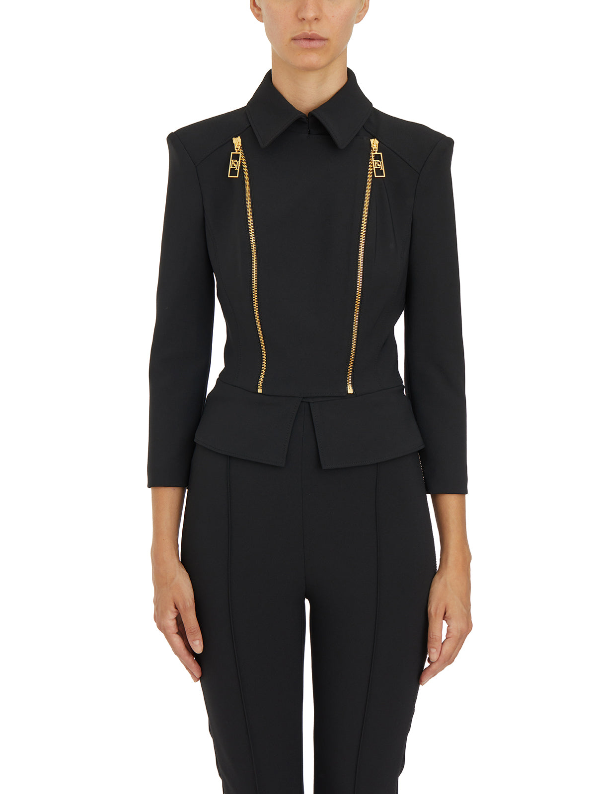 ELISABETTA FRANCHI Sleek Stretch Crepe Mini Jacket - Size 40