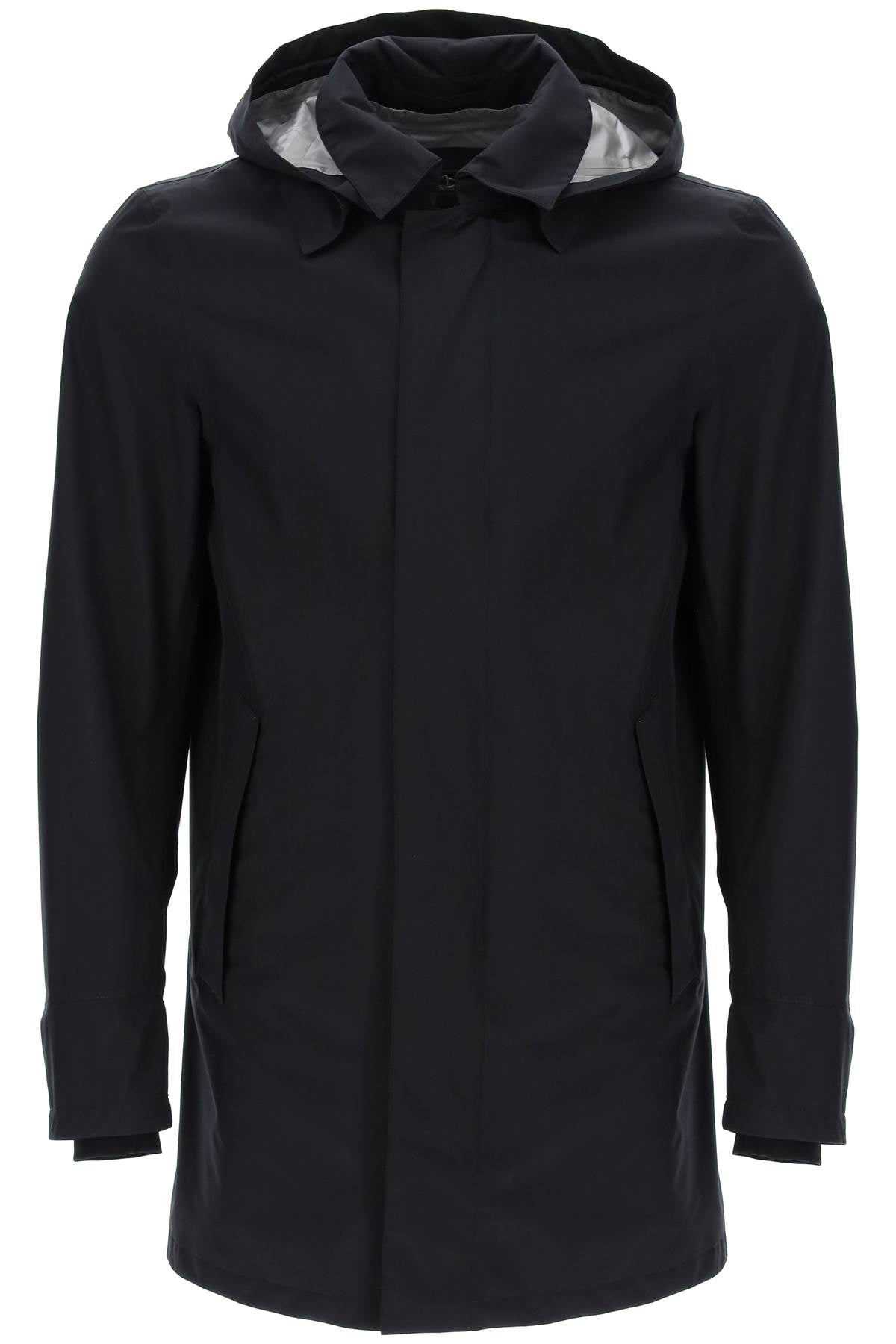 HERNO Men's Black Hooded Jacket for Spring/Summer 2024