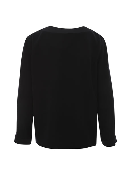 EMPORIO ARMANI Satin Neck Long Sleeve Sweater