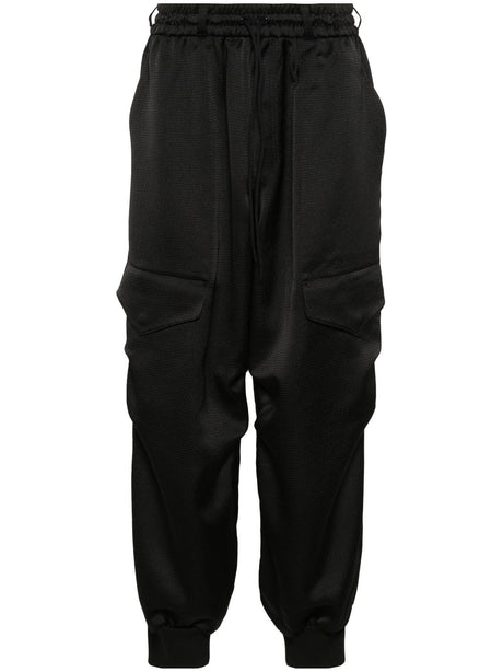 Y-3 High-Waisted Wide-Leg Seersucker Cargo Trousers