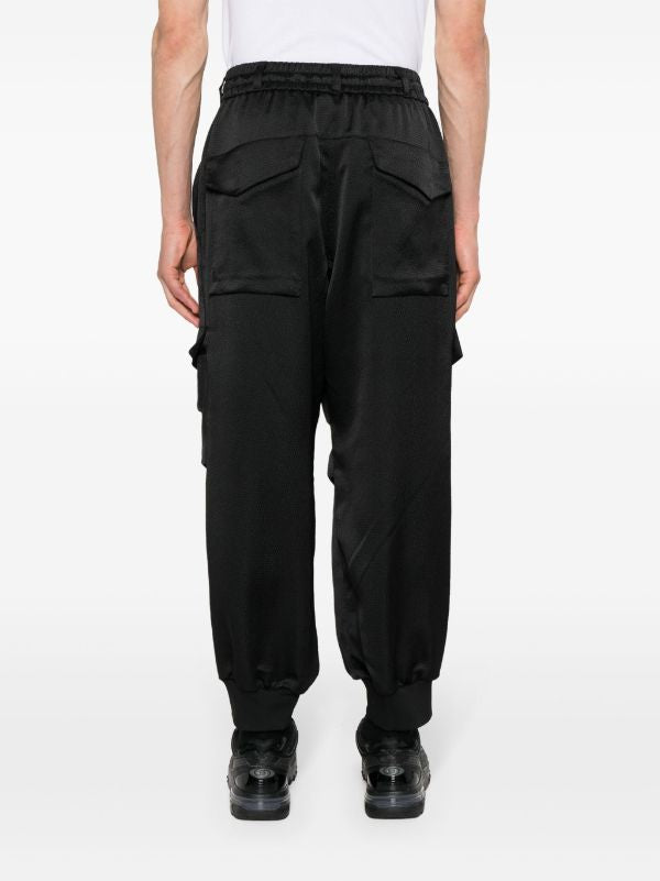 Y-3 High-Waisted Wide-Leg Seersucker Cargo Trousers