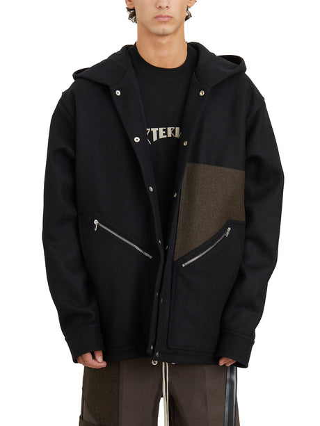 RICK OWENS JACKET TOUR HOODIE BLACK BROWN BLACK