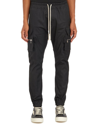 RICK OWENS Mastodon Cargo Drawstring Trousers in Black