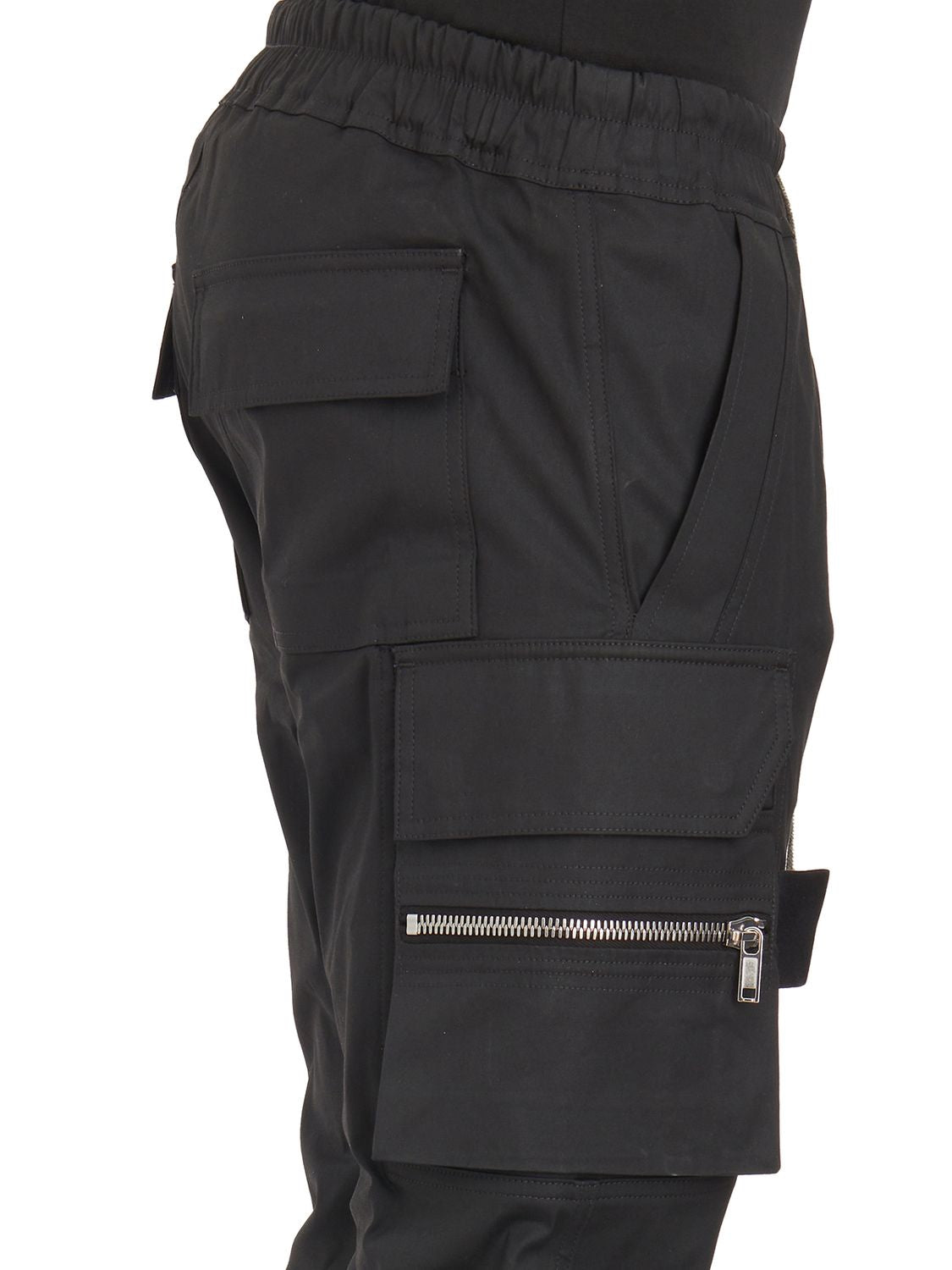 RICK OWENS Mastodon Cargo Drawstring Trousers in Black