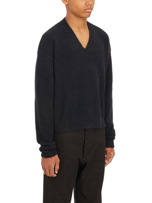 RICK OWENS Elegant Black V-Neck Sweater