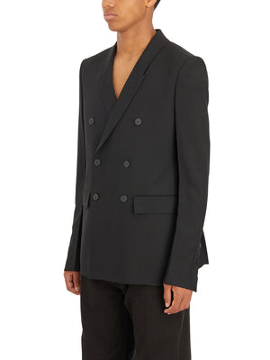 RICK OWENS Men's Double-Breasted Wool Jacket in Black