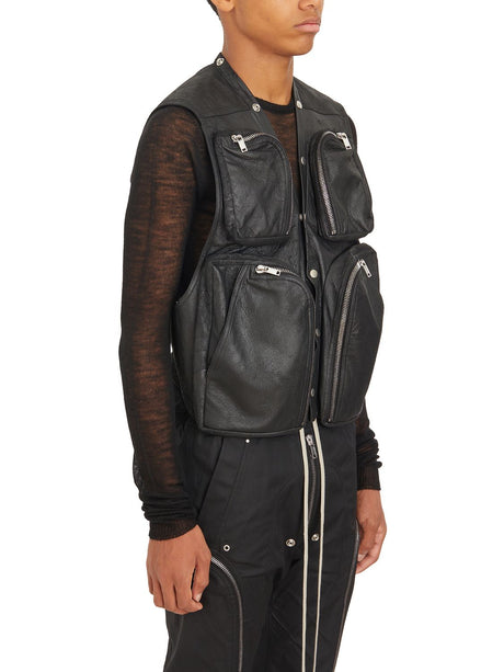 RICK OWENS Sleek Leather Cargo Vest Size 48