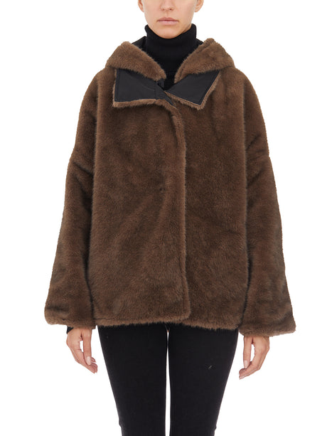 COLLECTION PRIVEE Reversible Eco Fur Jacket with Hood - Size 40