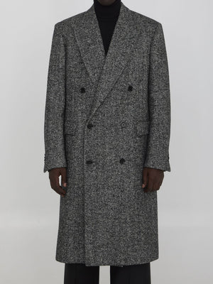 LARDINI Oversized Herringbone Long Jacket