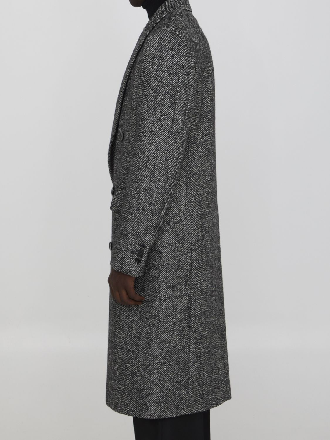 LARDINI Oversized Herringbone Long Jacket