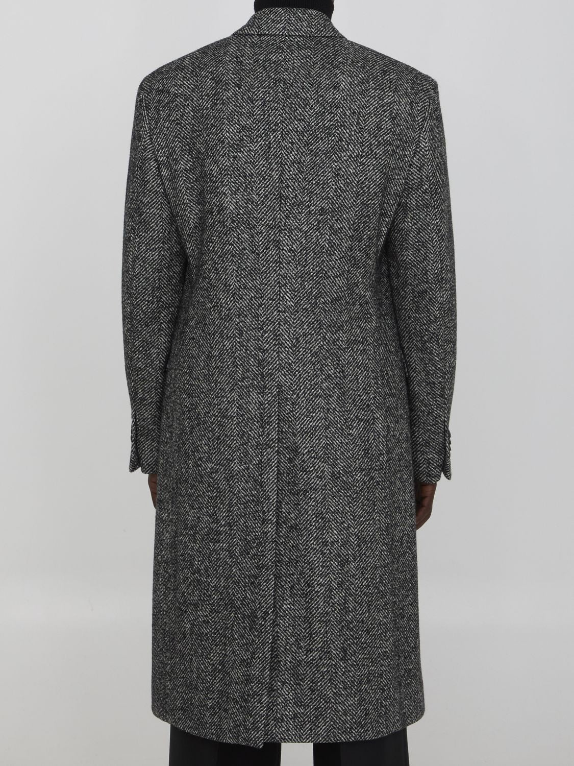 LARDINI Oversized Herringbone Long Jacket