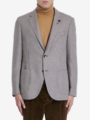 LARDINI Classic Houndstooth Wool-Blend Jacket