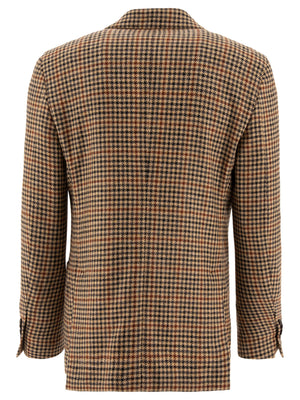 LARDINI Elegant Houndstooth Wool-Cashmere Blazer