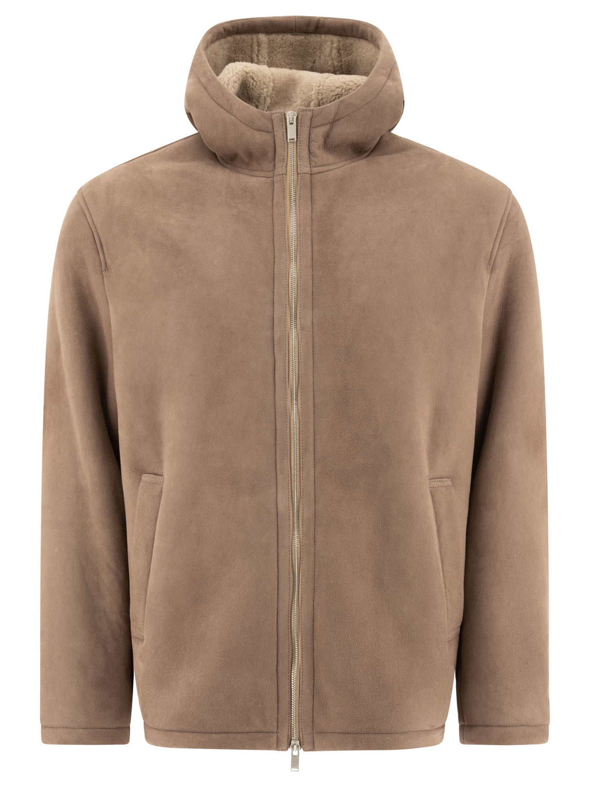 LARDINI Classic Beige Leather Shearling Jacket