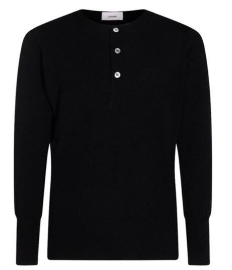 LARDINI Classic Cashmere Sweater with Button Detail for Men