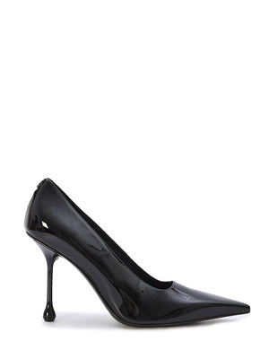 Giày cao gót da bóng màu đen sang trọng gót cao 9.5cm cho phụ nữ (SS24)