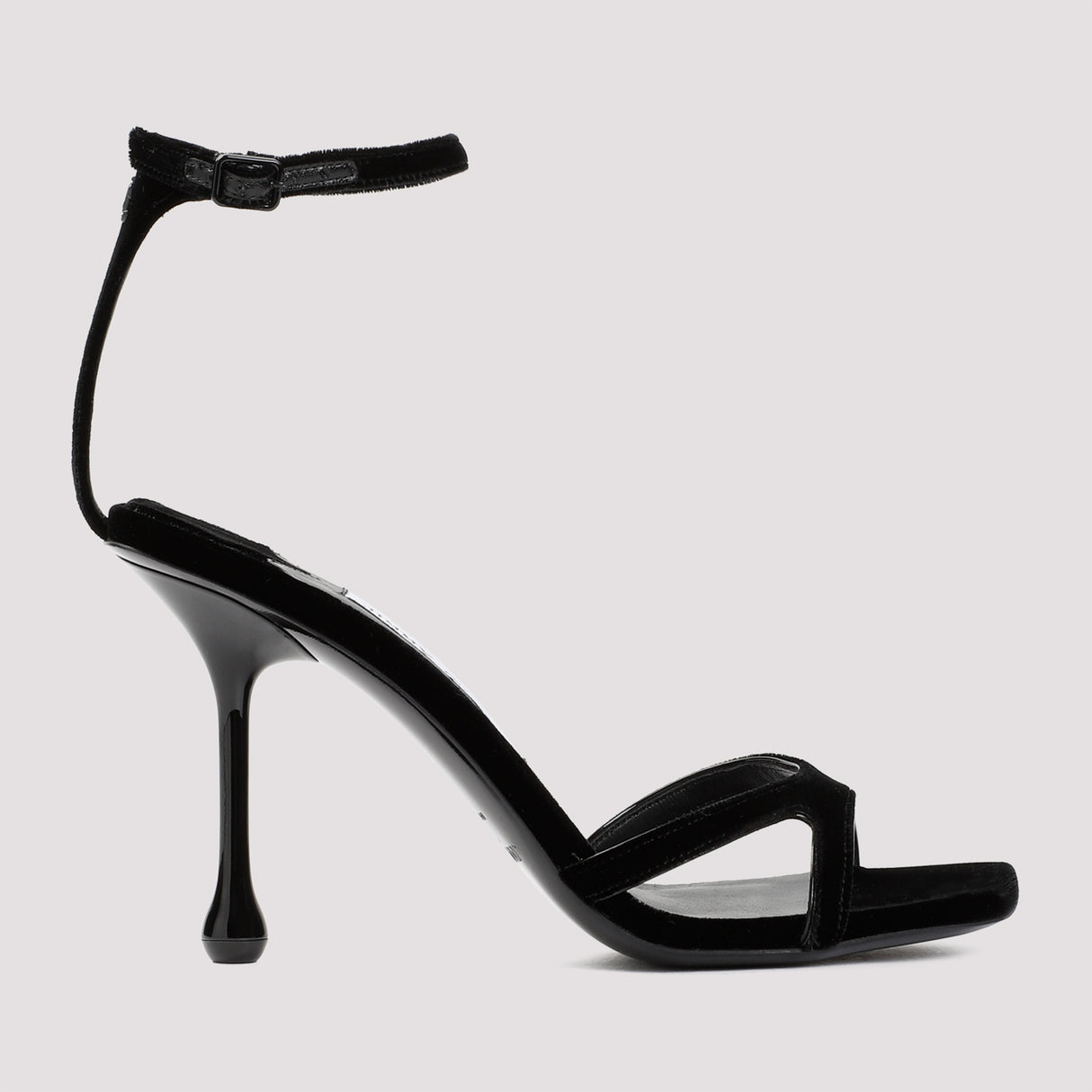 JIMMY CHOO Black Velvet and Leather Sandals for Women - High Heel Sandals for SS24