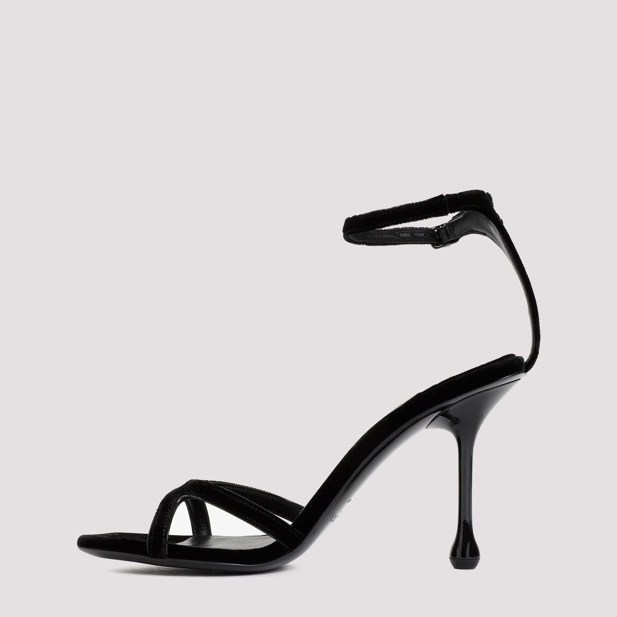 JIMMY CHOO Black Velvet and Leather Sandals for Women - High Heel Sandals for SS24