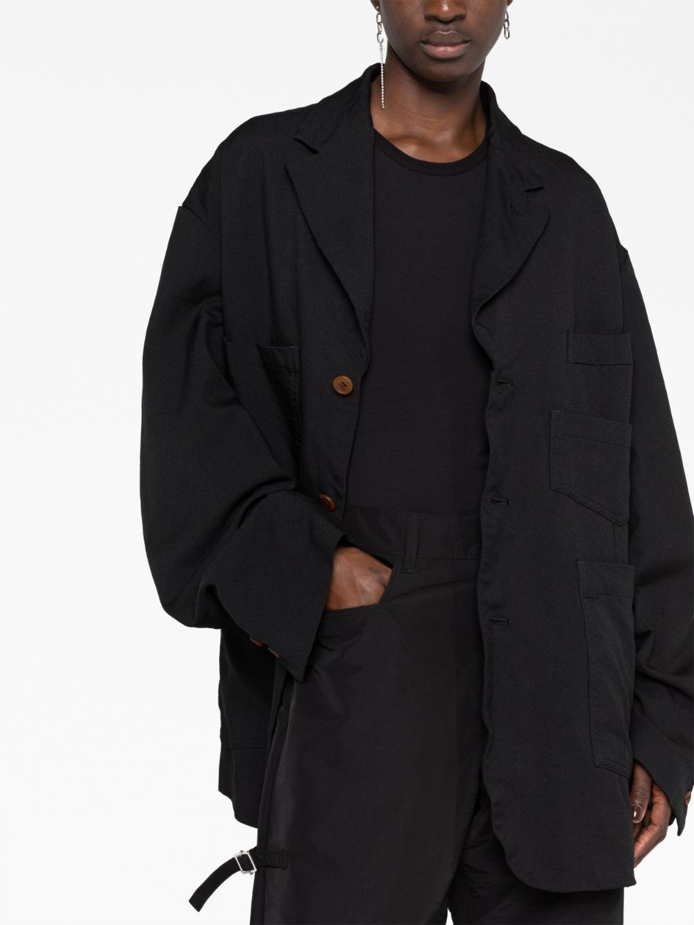 Áo khoác lông cừu đơn giản màu đen phong cách cho nam