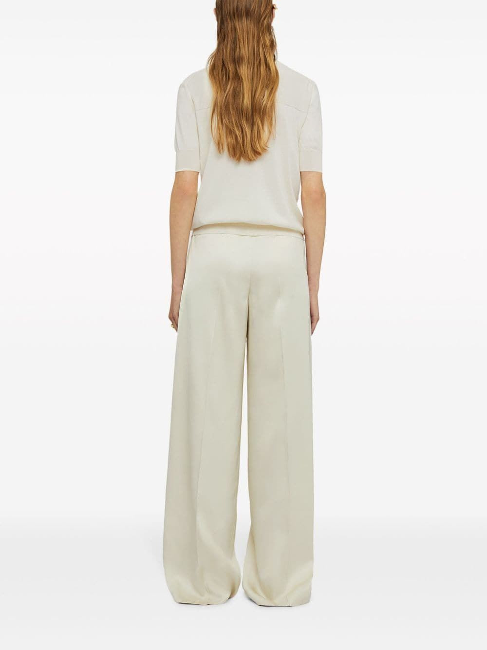 JIL SANDER Beige Wide-Leg Tailored Trousers for Women