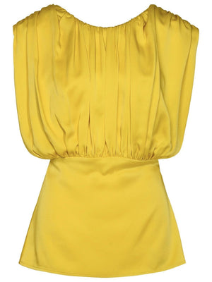 JIL SANDER Green-Yellow Back Slit Gathered Top for Women