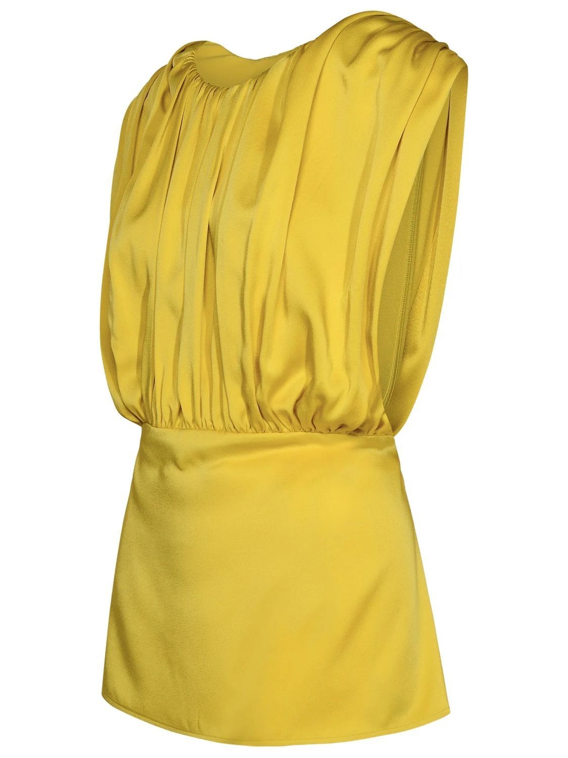 JIL SANDER Green-Yellow Back Slit Gathered Top for Women