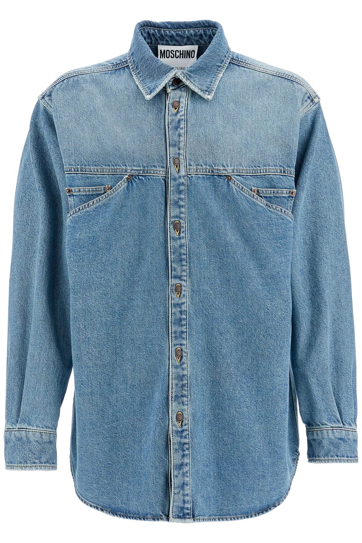 MOSCHINO COUTURE Distressed Denim Shirt with Four Pockets - Relaxed Fit