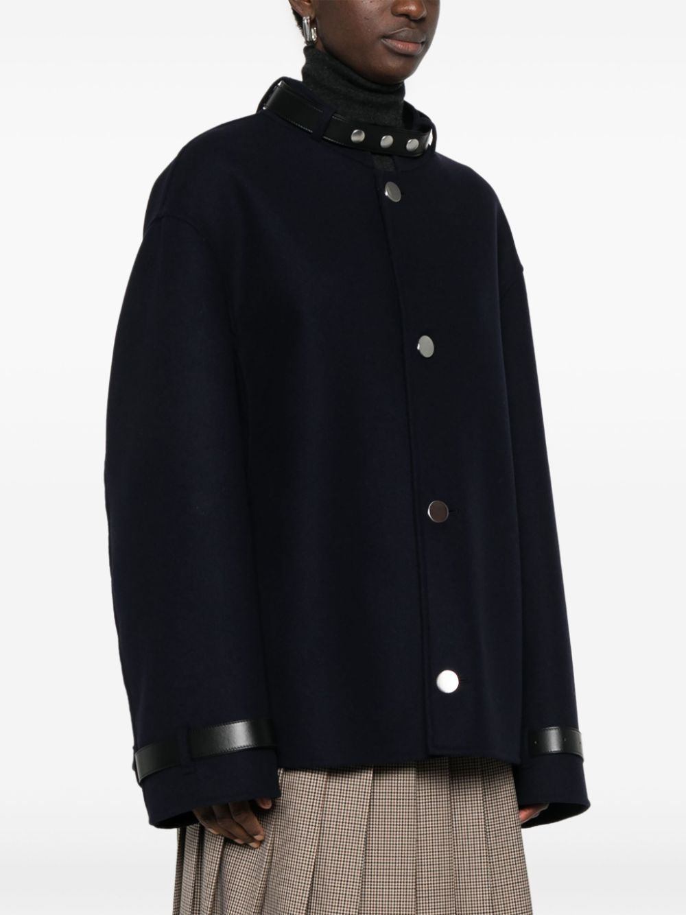 JIL SANDER Womens Navy Cloth Jacket with Silver Buttons