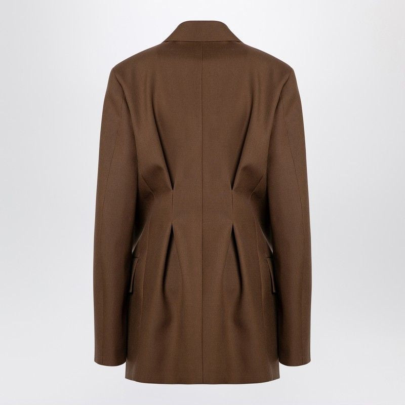 JIL SANDER Oversized Brown Wool Double-Breasted Jacket for Women