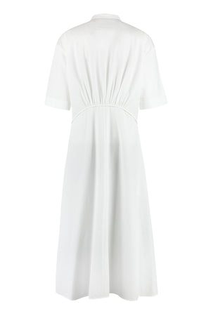 JIL SANDER White Cotton Shirtdress with Cuffed Sleeves and Front Slit for Women