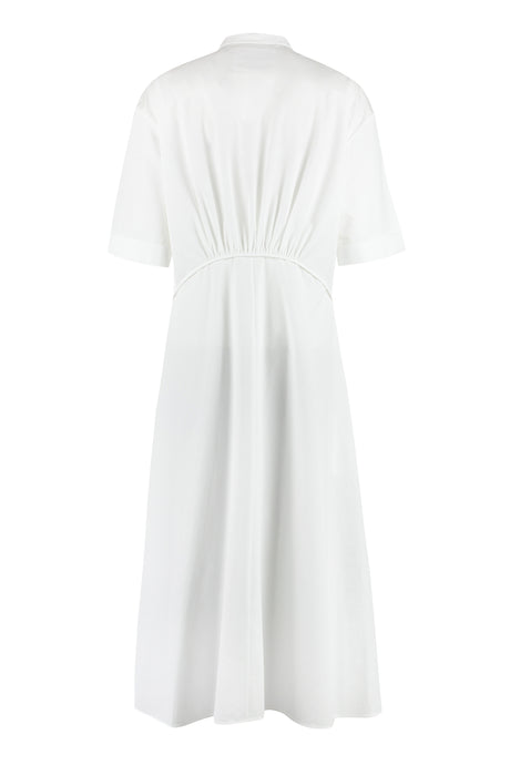JIL SANDER White Cotton Shirtdress with Cuffed Sleeves and Front Slit for Women