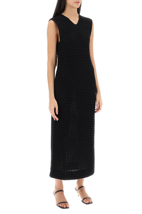 JIL SANDER Midi Tank Dress in Openwork Knit for Women in Black