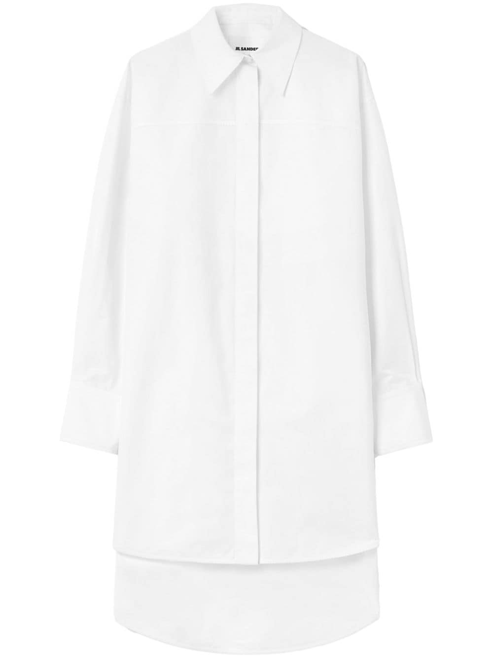 JIL SANDER Elegant White Cotton Shirt Dress