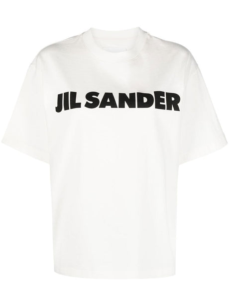 JIL SANDER Boxy Crew Neck T-Shirt with Printed Logo