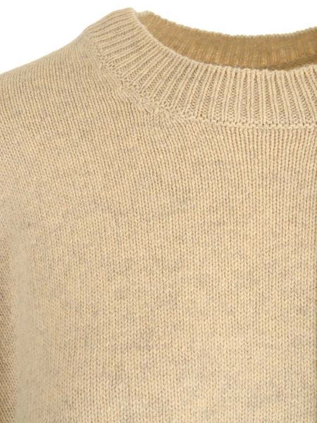 JIL SANDER Luxurious Beige Wool Blend Crewneck Knit Sweater