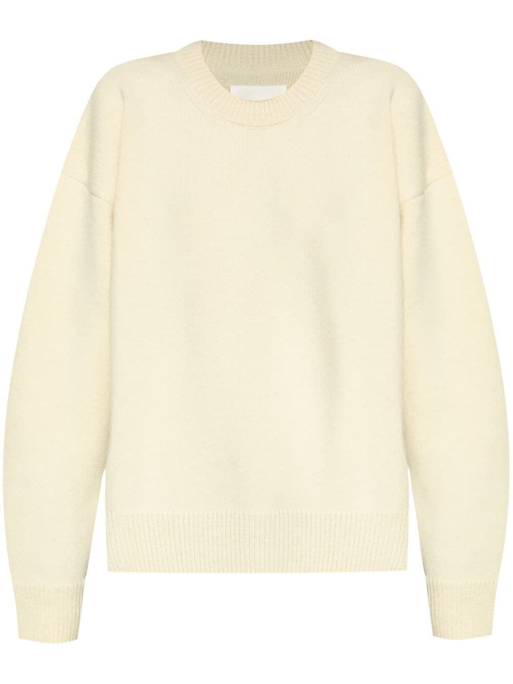 JIL SANDER Luxury Neutral Wool-Cashmere Sweater with Drop Shoulders